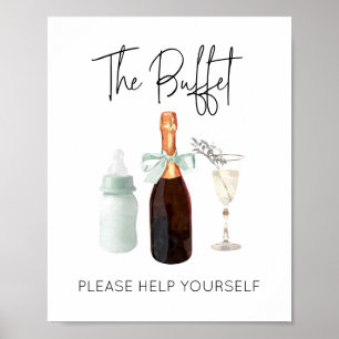 Buffetteken voor Baby shower Green Sip & See Poster