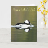 Bufflehead Duck Vaderdag Kaart (Gele Bloem)