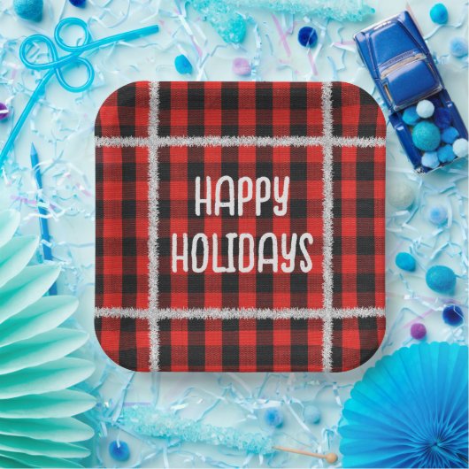 Bufflo Pset met Holiday Silver Tinsel Papieren Bordje (Feest)