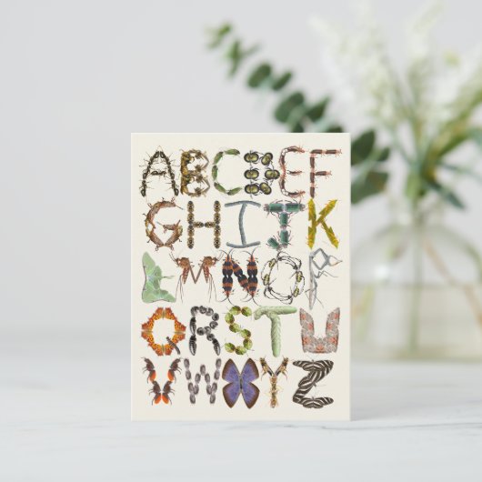Bug Alphabet - Insect thema Kinder kunst Briefkaart (Staand voorkant)