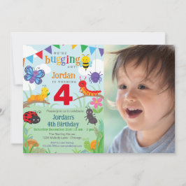 Bug Birthday Foto Cute Colorful Bug Party Kaart