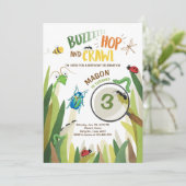 Bug Birthday Invitation Insect Bugs Boy bugging Kaart (Staand voorkant)