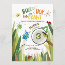 Bug Birthday Invitation Insect Bugs Boy bugging