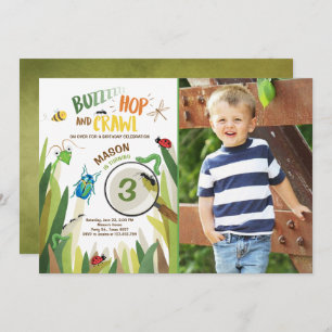Bug Birthday Invitation Insect Bugs Boy bugging Kaart