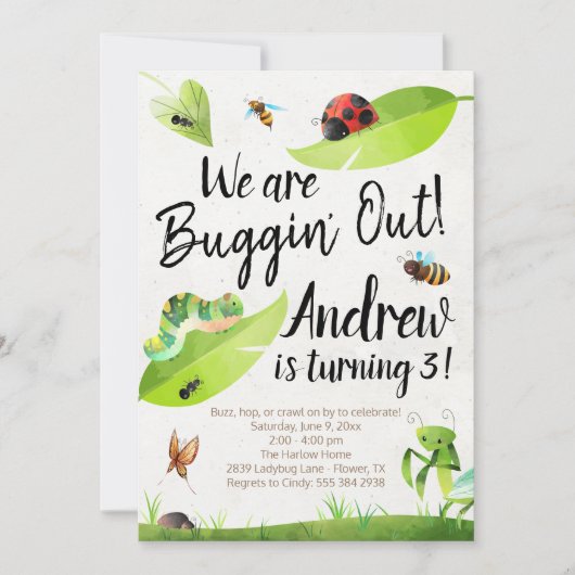 Bug Birthday Invitation - We zijn uit de buik! Kaart (Voorkant)