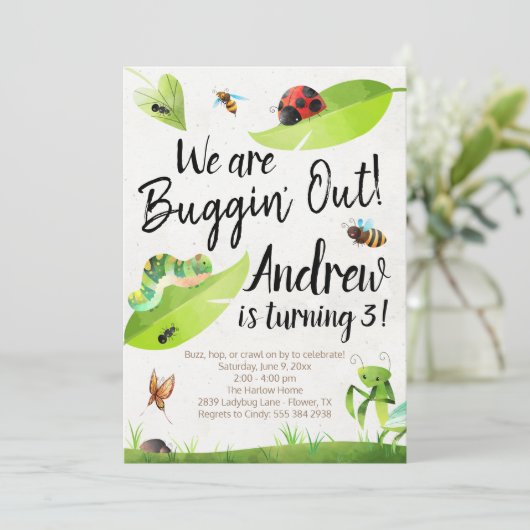 Bug Birthday Invitation - We zijn uit de buik! Kaart (Staand voorkant)