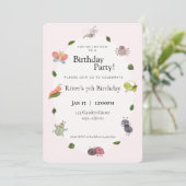 Bug Birthday Party Invitation Kaart (Staand voorkant)