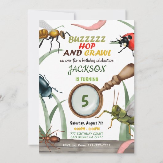 Bug Birthday Uitnodiging (Voorkant)