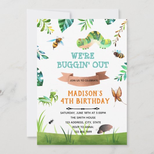 Bug Birthday Uitnodiging (Voorkant)