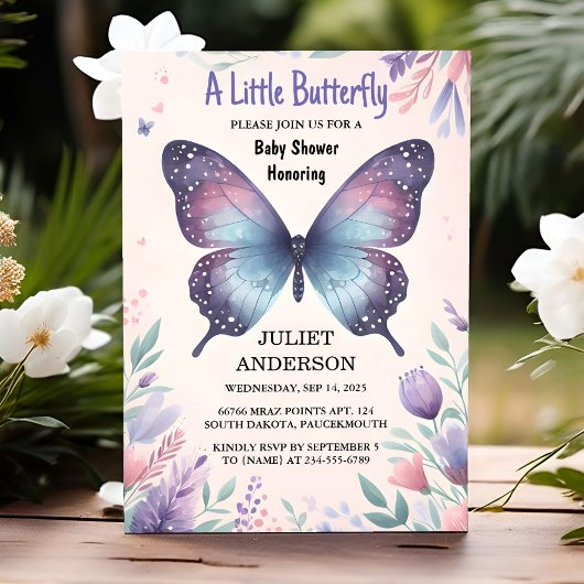 Bug Boho Soft Glow Live Butterfly Baby shower Kaart