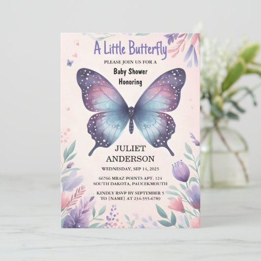 Bug Boho Soft Glow Live Butterfly Baby shower Kaart (Staand voorkant)