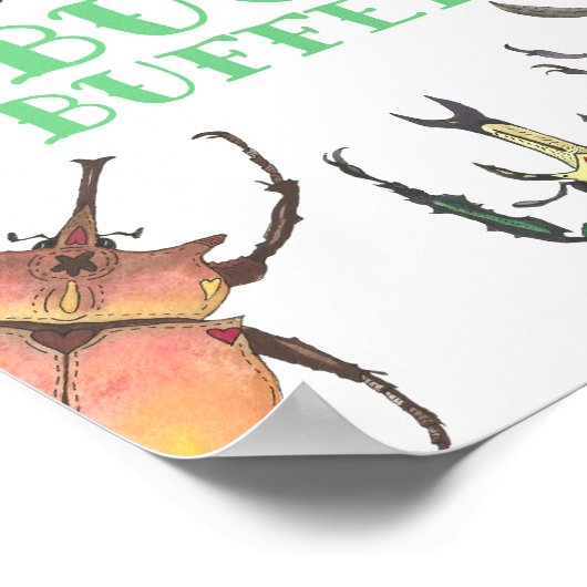 Bug Buffet Party Poster met breekbaar voedseloverz (Hoek)