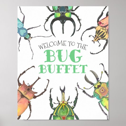Bug Buffet Party Poster met breekbaar voedseloverz (Voorkant)