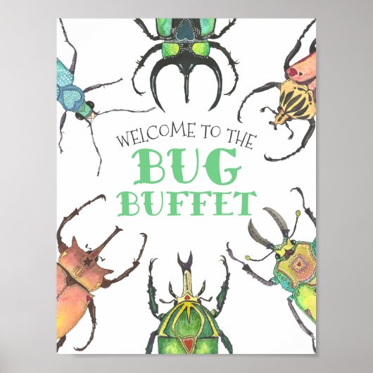 Bug Buffet Party Poster met breekbaar voedseloverz (Voorkant)