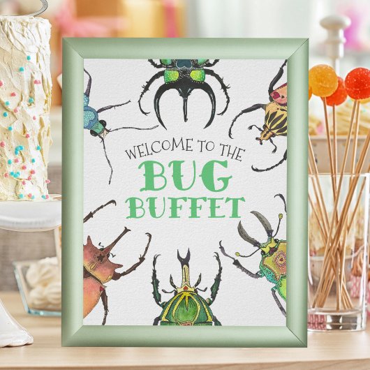 Bug Buffet Party Poster met breekbaar voedseloverz
