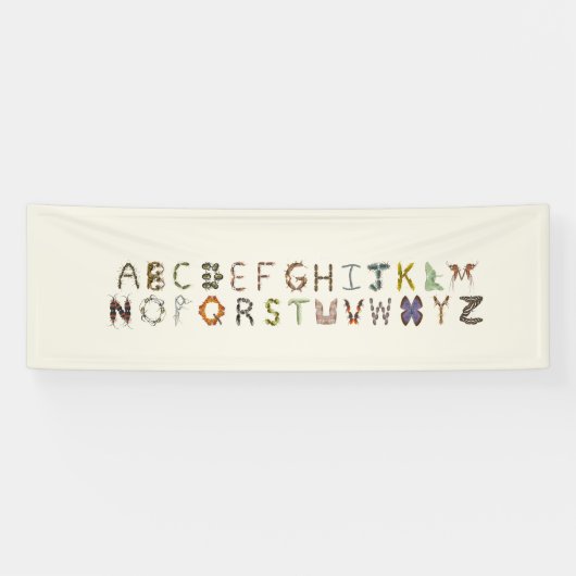 Bug Decor Insect of Bug Alfabet Educatief Spandoek (Horizontaal)