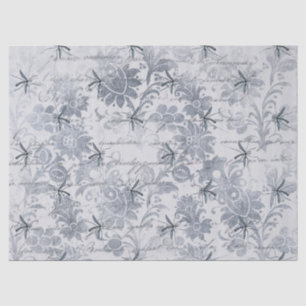 Bug en Blue Grey Floral-ontkoppeling Tissuepapier