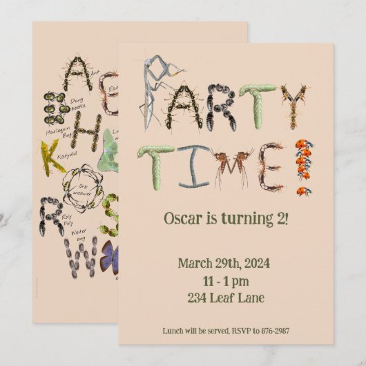 Bug en Insect thema Feest Kinderen Creepy Craw Kaart (Voorkant / Achterkant)