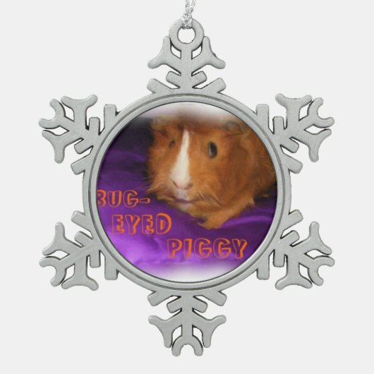 BUG-EYED PIGGY Guinea Pig Pewter Ornament (Voorkant)