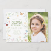 Bug Girl Verjaardag Foto Uitnodiging Insectenfeest (Voorkant)