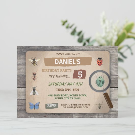 Bug Hunt Birthday Uitnodiging Garden Invite (Staand voorkant)