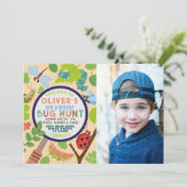 Bug Hunt Garden Insect Scavenger Birthday Foto Kaart (Staand voorkant)