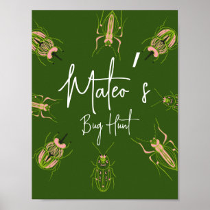 Bug Hunt Insect Birthday Hand Drawn Party Poster