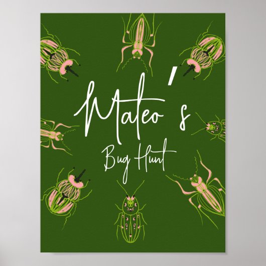 Bug Hunt Insect Birthday Hand Drawn Party Poster (Voorkant)