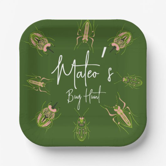Bug Hunt Insect Birthday Hand getekend Papieren Bordje (Voorkant)