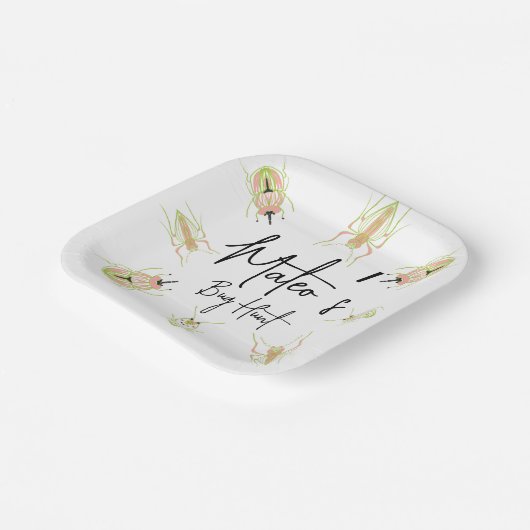 Bug Hunt Insect Birthday Hand getekend Papieren Bordje (Gebogen)