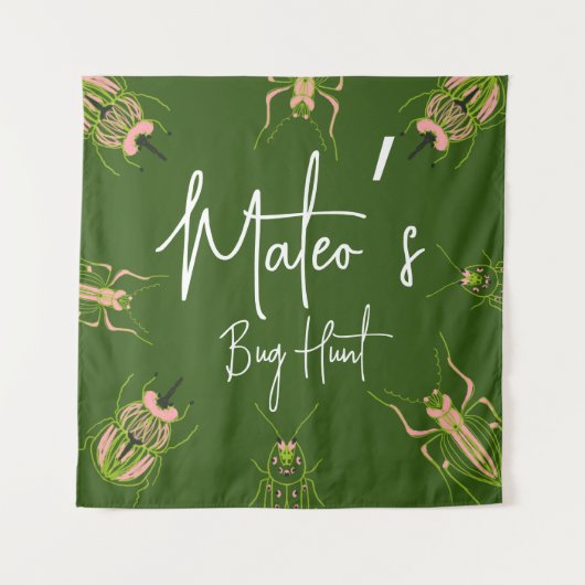 Bug Hunt Insect Verjaardag Handgetekend Feestje  Wandkleed (Voorkant)