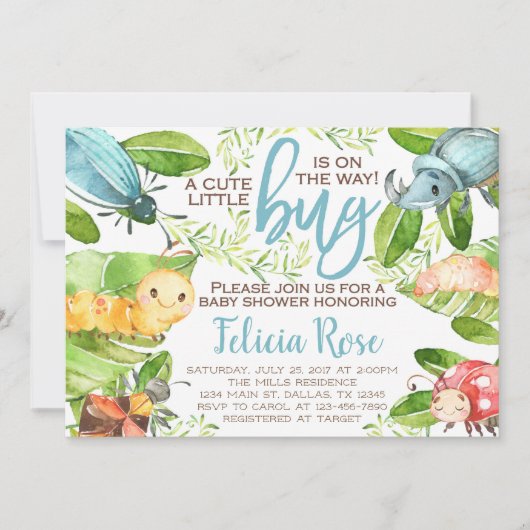 Bug Insect Baby shower Uitnodiging (Voorkant)