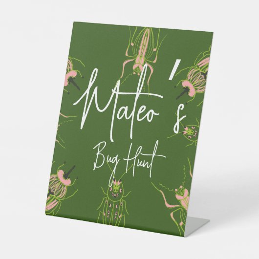 Bug Insect Beetle Birthday Party Reclamebord Met Voetstuk (Voorkant)