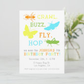 Bug Insect Birthday Party Invitation - Boy Kaart (Staand voorkant)