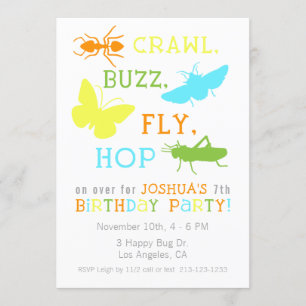 Bug Insect Birthday Party Invitation - Boy Kaart