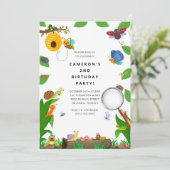 Bug Insect Boy Birthday Invitation Kaart (Staand voorkant)