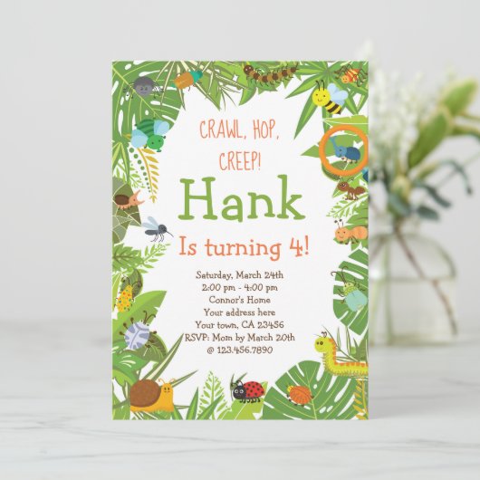 Bug Insect Uitnodiging (Staand voorkant)