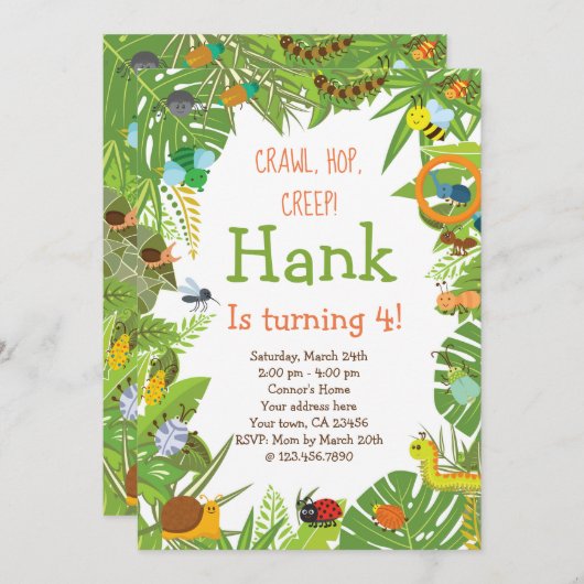 Bug Insect Uitnodiging (Voorkant / Achterkant)