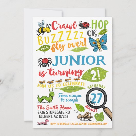Bug Insect Verjaardag Uitnodiging (Voorkant)