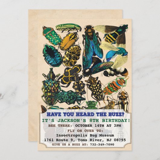Bug Insect Verjaardag Uitnodiging (Voorkant / Achterkant)