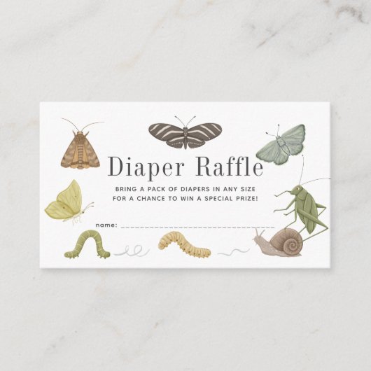 Bug Insects Baby Shower Diaper Raffle Ticket Informatiekaartje (Voorkant)