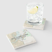 Bug Light Park, Maine Authentieke vaarkaart Stenen Onderzetter (Zijkant)