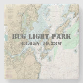 Bug Light Park, Maine Authentieke vaarkaart Stenen Onderzetter (Voorkant)