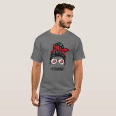 Bug Ma Ladybug Mama Messy Bun Hair Glasses T-shirt (Voorkant volledig)