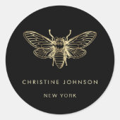 Bug op zwart ronde sticker (Voorkant)