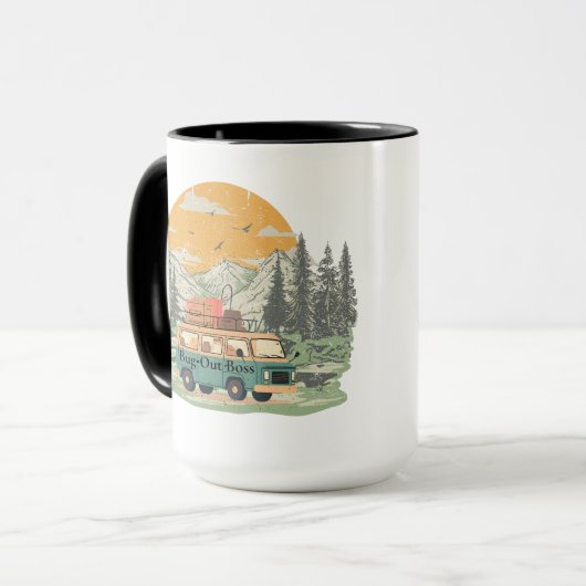 Bug-Out Boss Camper Van Adventure in de bergen Mok (Voorkant links)