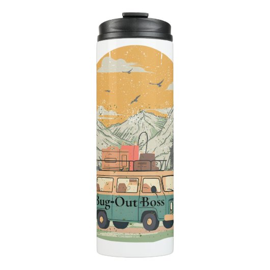 Bug-Out Boss Camper Van Adventure in de bergen Thermosbeker (Voorkant)