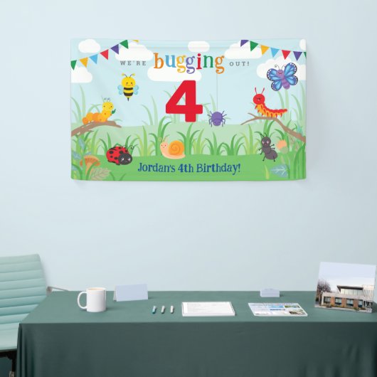 Bug Party Birthday Cute Colorful Banner (Beurs)