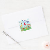 Bug Party Birthday Cute Colorful Vierkante Sticker (Envelop)