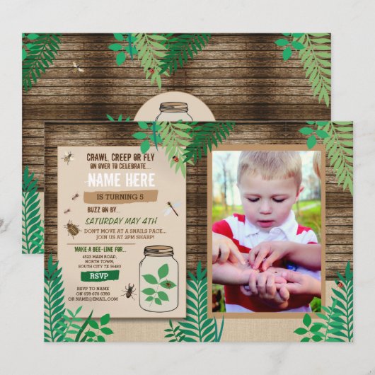 Bug Scavenger Foto jacht houten feest Bladeren Bla Kaart (Voorkant / Achterkant)